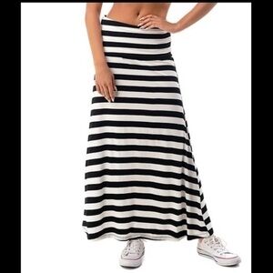 Maxi Fold Over Striped Skirt